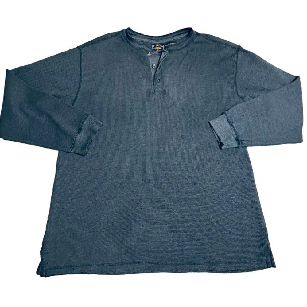Route 66 Distressed Blue Henley - Picture 2 of 9